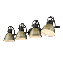Golden 3602-BA4 BLK-AB - Yep by Golden Lighting Duncan 4-light Vanity in Matte Black and Aged Brass shade
